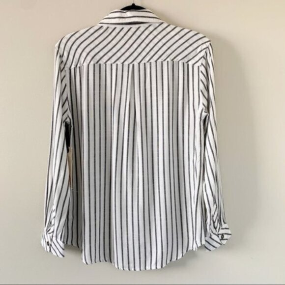 Anthropologie Ash and Ember Boyfriend Button Down Shirt Striped Long Sleeve XS - Picture 14 of 16